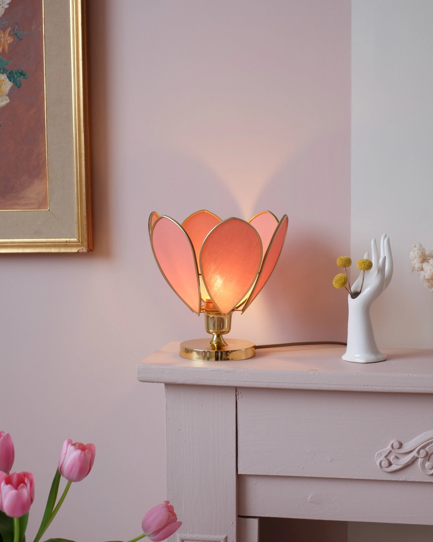 Lampe Fleur à poser - Terracotta et doré