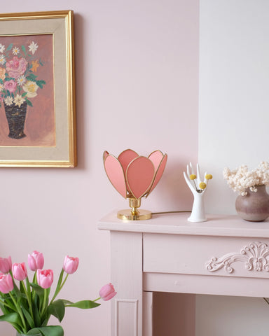Lampe Fleur à poser - Terracotta et doré