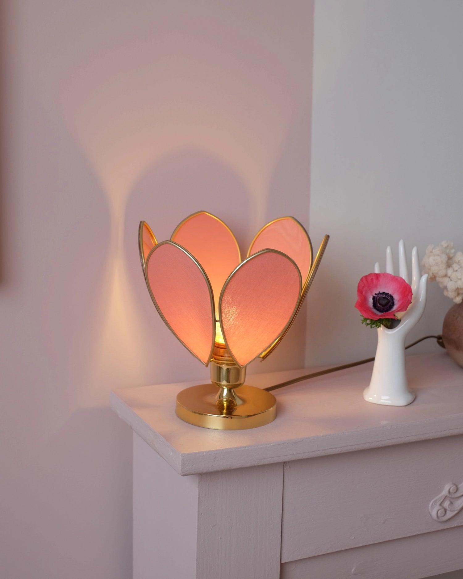 Lampe Fleur à poser - Terracotta et doré