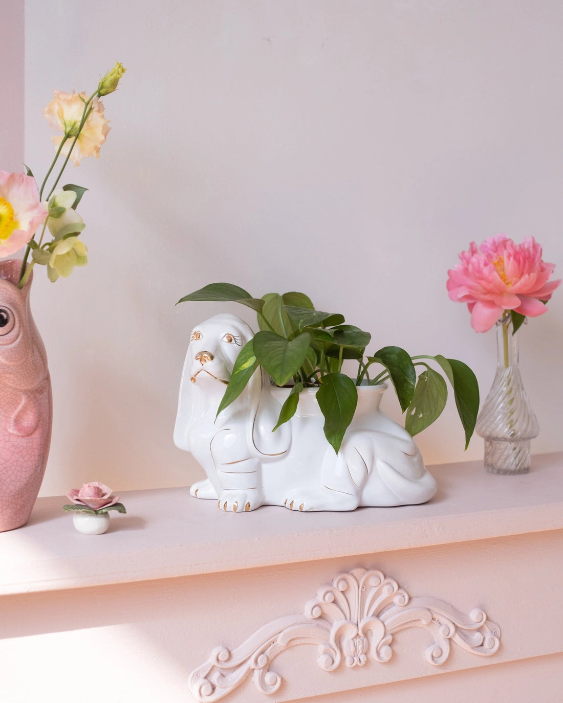 Ancien cache - pot Chien - Chien en céramique - Silly &amp; Billy