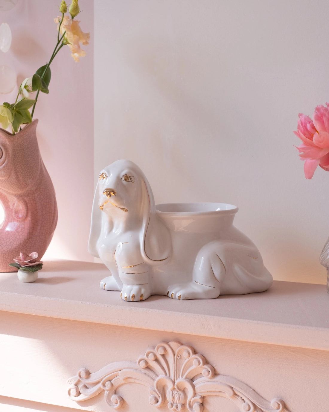 Ancien cache - pot Chien - Chien en céramique - Silly &amp; Billy