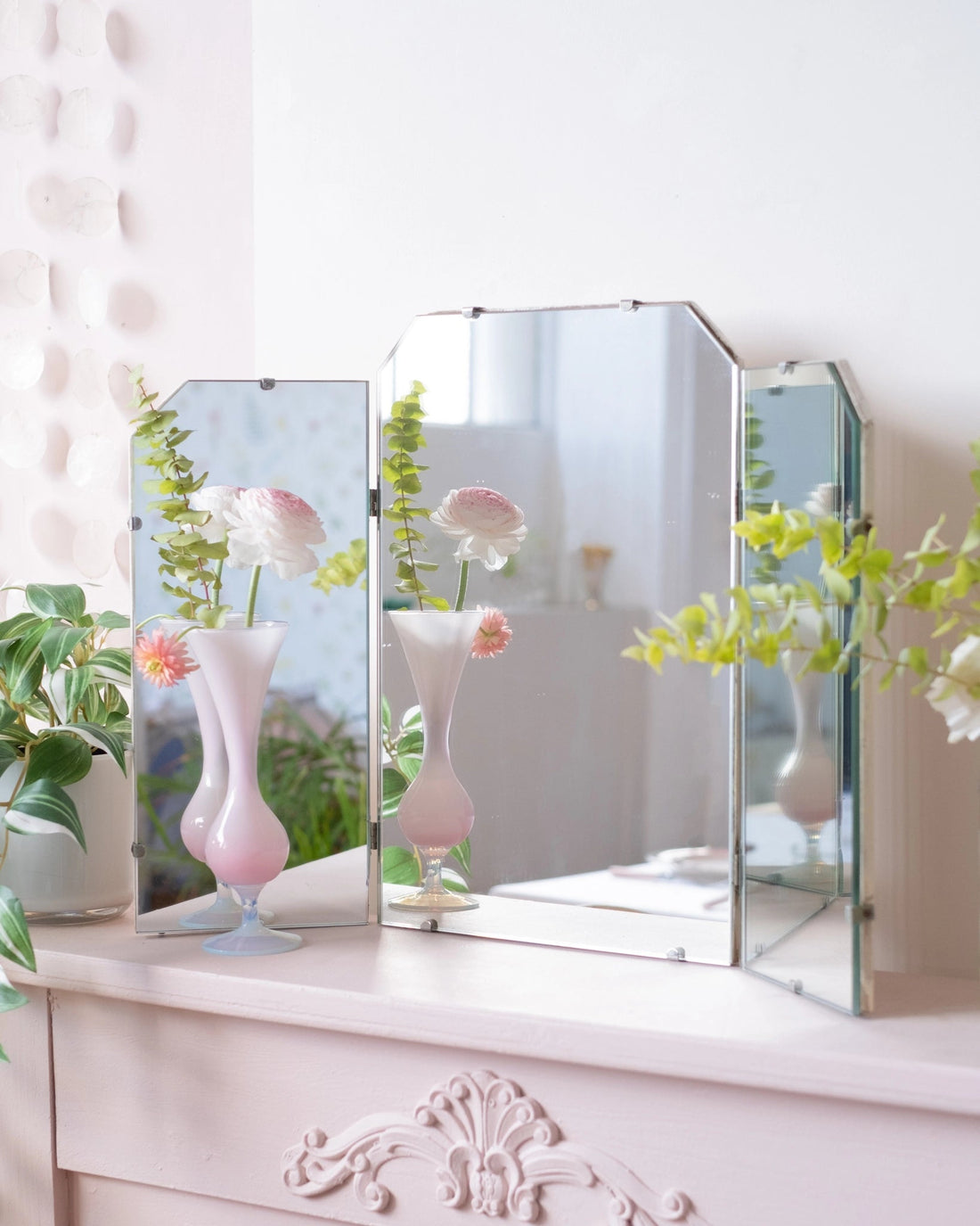 Ancien miroir triptyque - Silly &amp; Billy