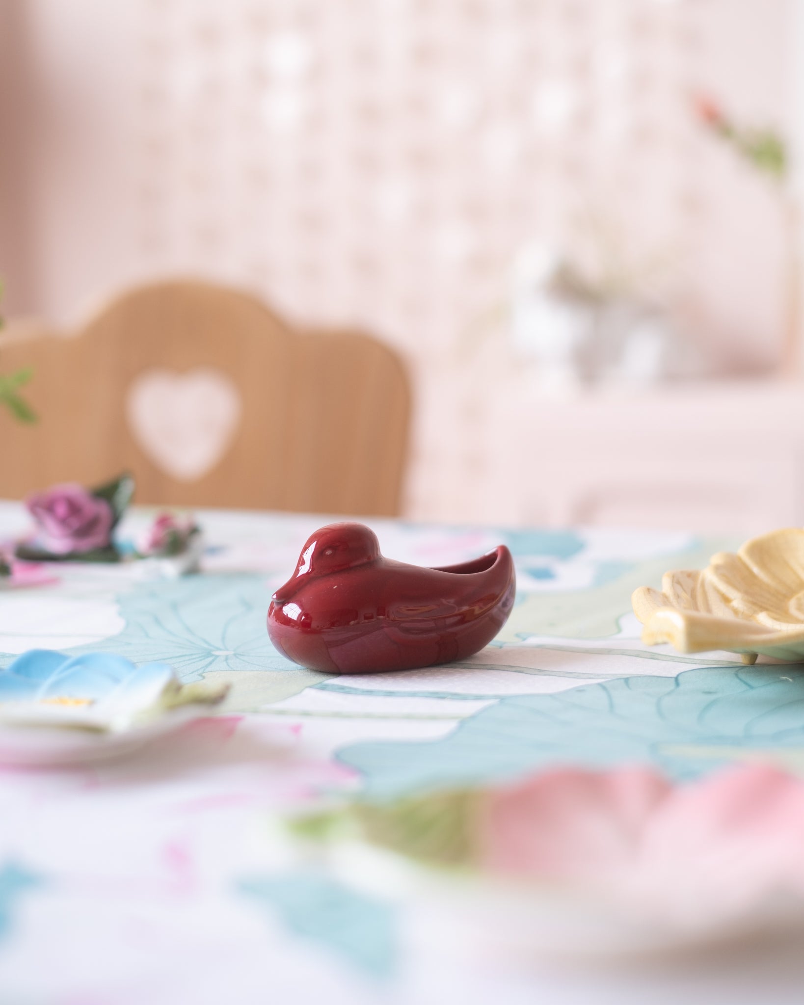 Ancien pot à condiments Canard en faïence bordeaux de Charolles - Silly &amp; Billy