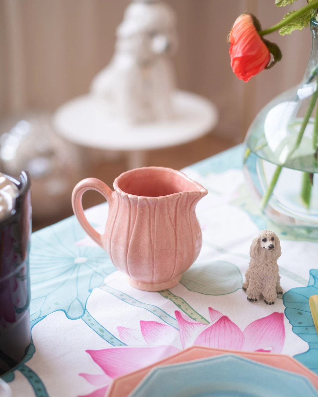 Ancien pot à lait en faïence rose de Charolles - Silly &amp; Billy