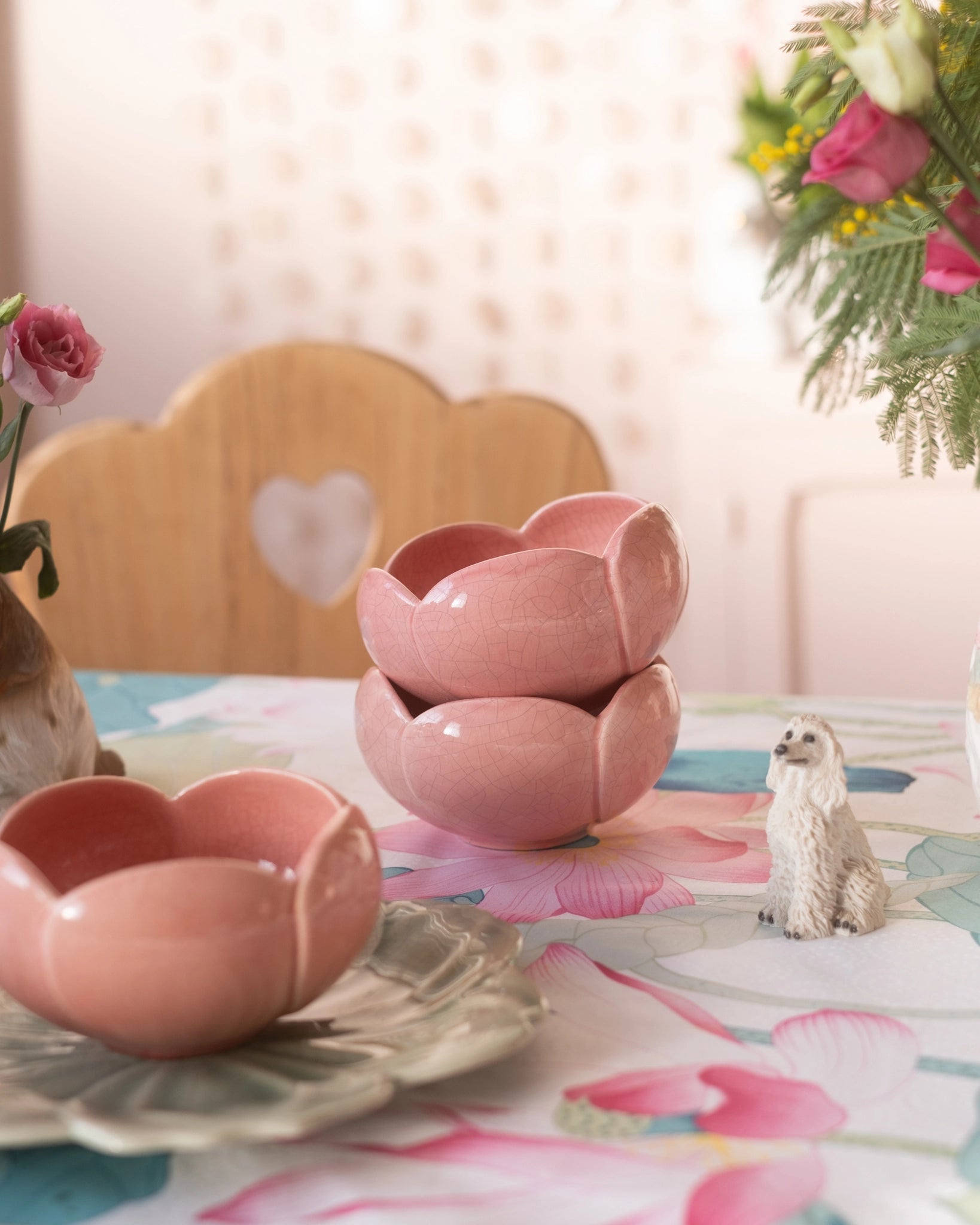 Ancienne coupe en faïence rose de Charolles - Silly &amp; Billy