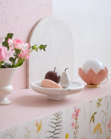 Ancienne coupe et ses fruits en marbre