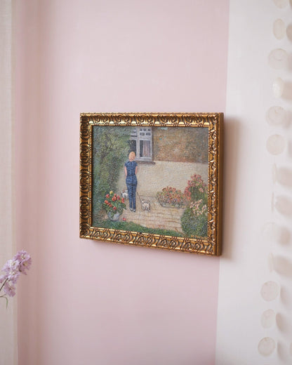 Ancienne huile sur toile - Pauline et les chihuahuas - Silly &amp; Billy