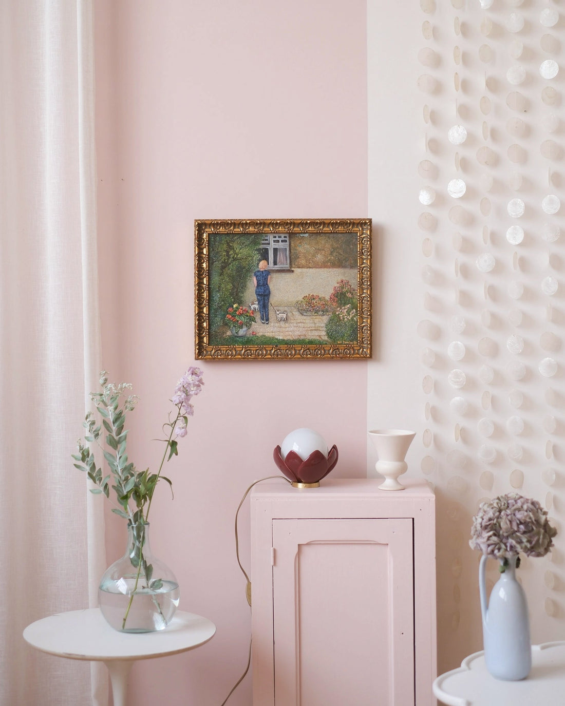 Ancienne huile sur toile - Pauline et les chihuahuas - Silly &amp; Billy