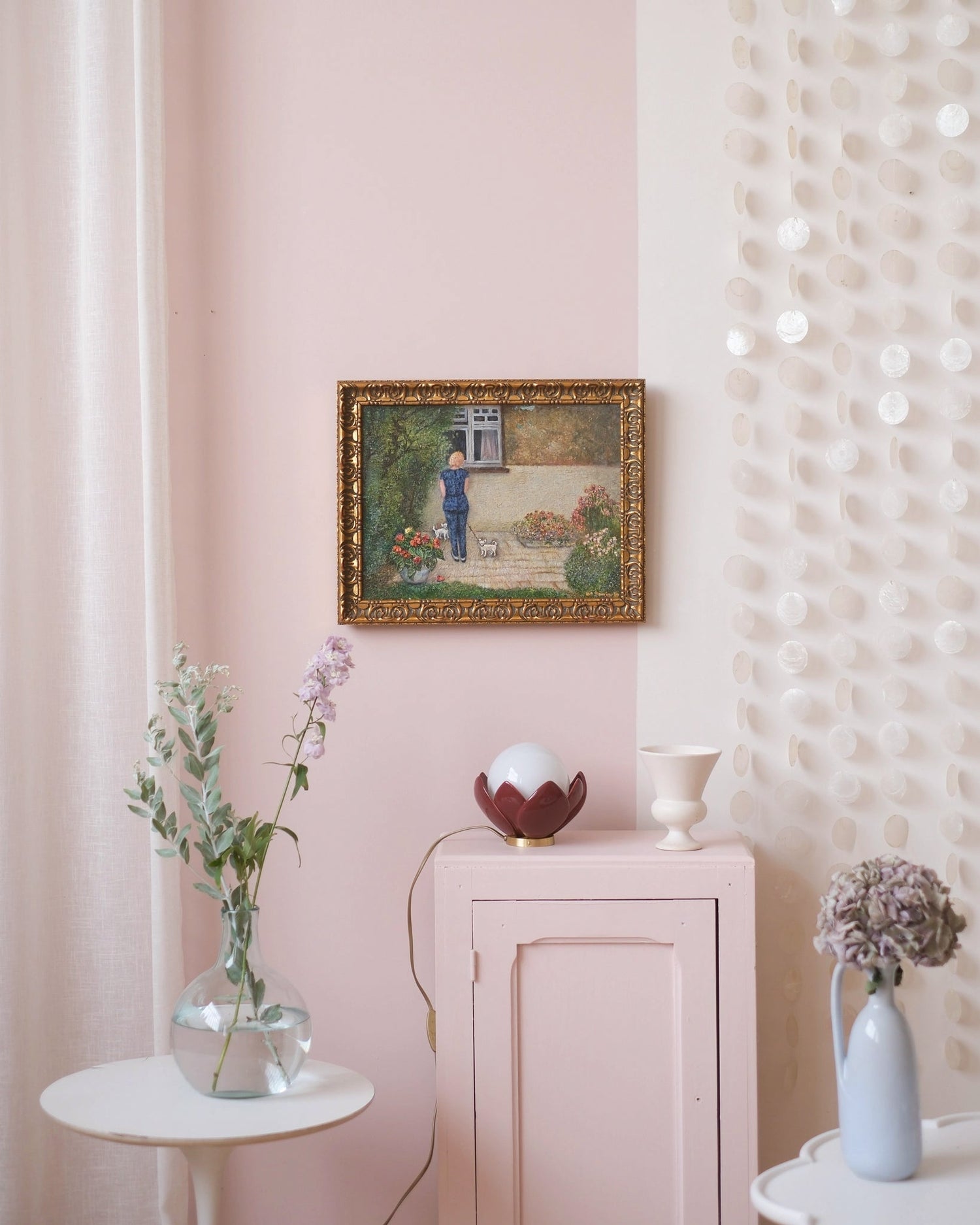 Ancienne huile sur toile - Pauline et les chihuahuas - Silly &amp; Billy