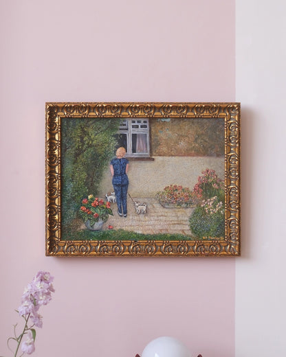 Ancienne huile sur toile - Pauline et les chihuahuas - Silly &amp; Billy