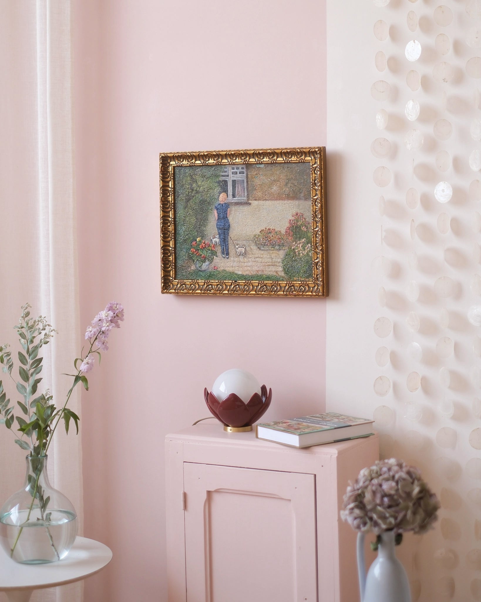 Ancienne huile sur toile - Pauline et les chihuahuas - Silly &amp; Billy