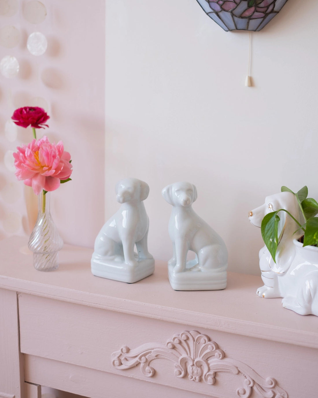 Ancienne paire de serres - livres chiens en faïence - Silly &amp; Billy