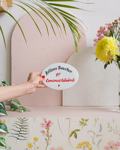 Anciennes plaques de boucherie en céramique émaillée - Au choix - Silly &amp; Billy