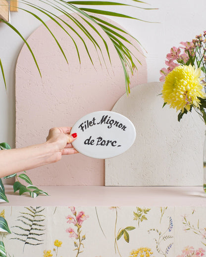 Anciennes plaques de boucherie en céramique émaillée - Au choix - Silly &amp; Billy