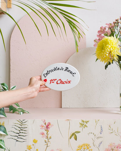 Anciennes plaques de boucherie en céramique émaillée - Au choix - Silly &amp; Billy