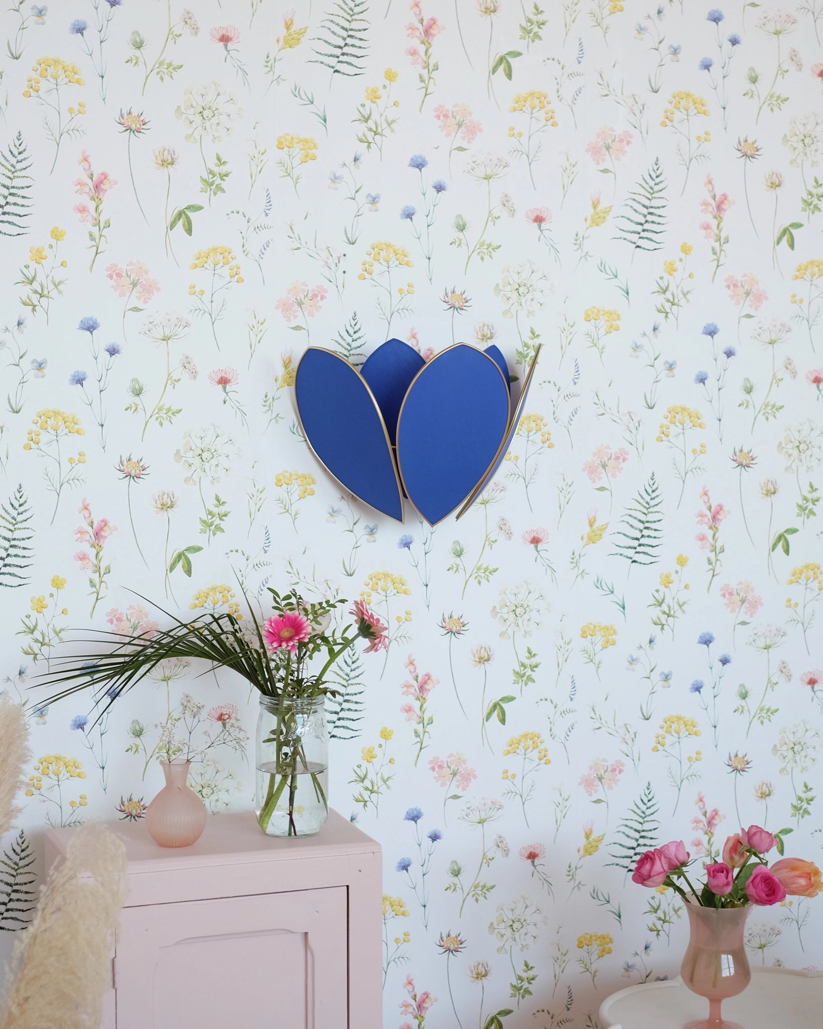 Applique Fleur Double - Bleu royal et doré - Silly &amp; Billy