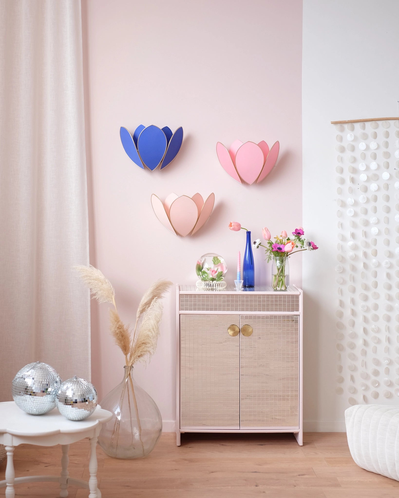 Applique Fleur Double - Bleu royal et doré - Silly &amp; Billy