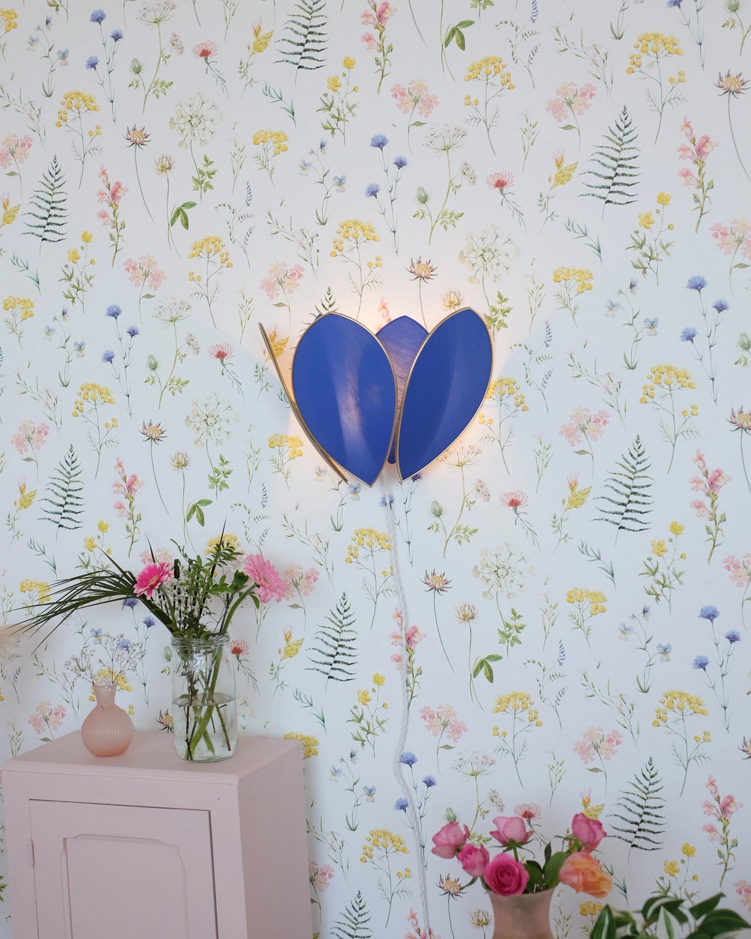 Applique Fleur Double - Bleu royal et doré - Silly &amp; Billy