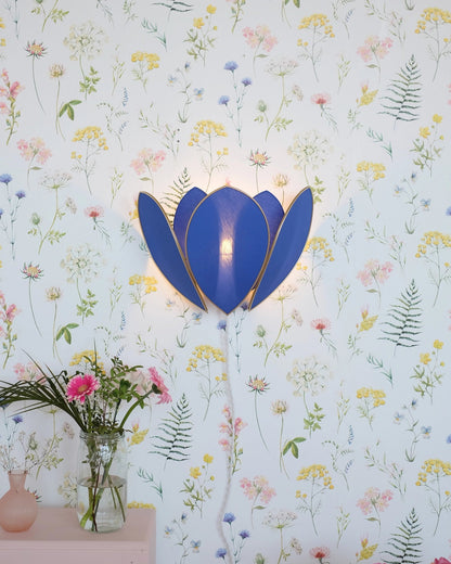 Applique Fleur Double - Bleu royal et doré - Silly &amp; Billy