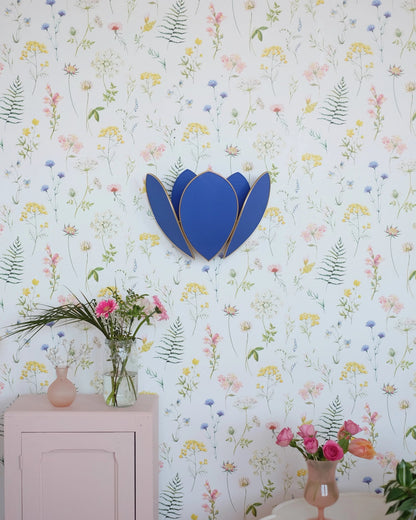 Applique Fleur Double - Bleu royal et doré - Silly &amp; Billy