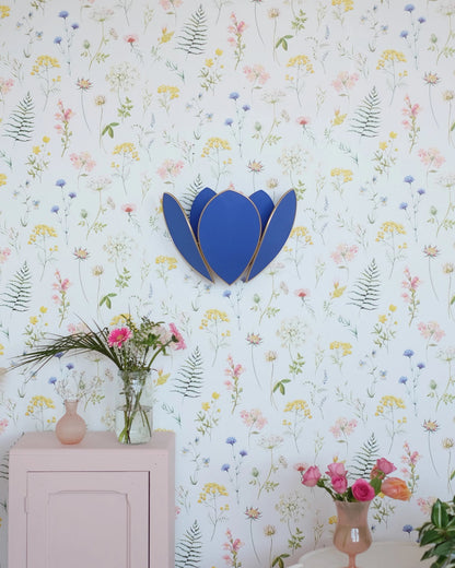 Applique Fleur Double - Bleu royal et doré - Silly &amp; Billy