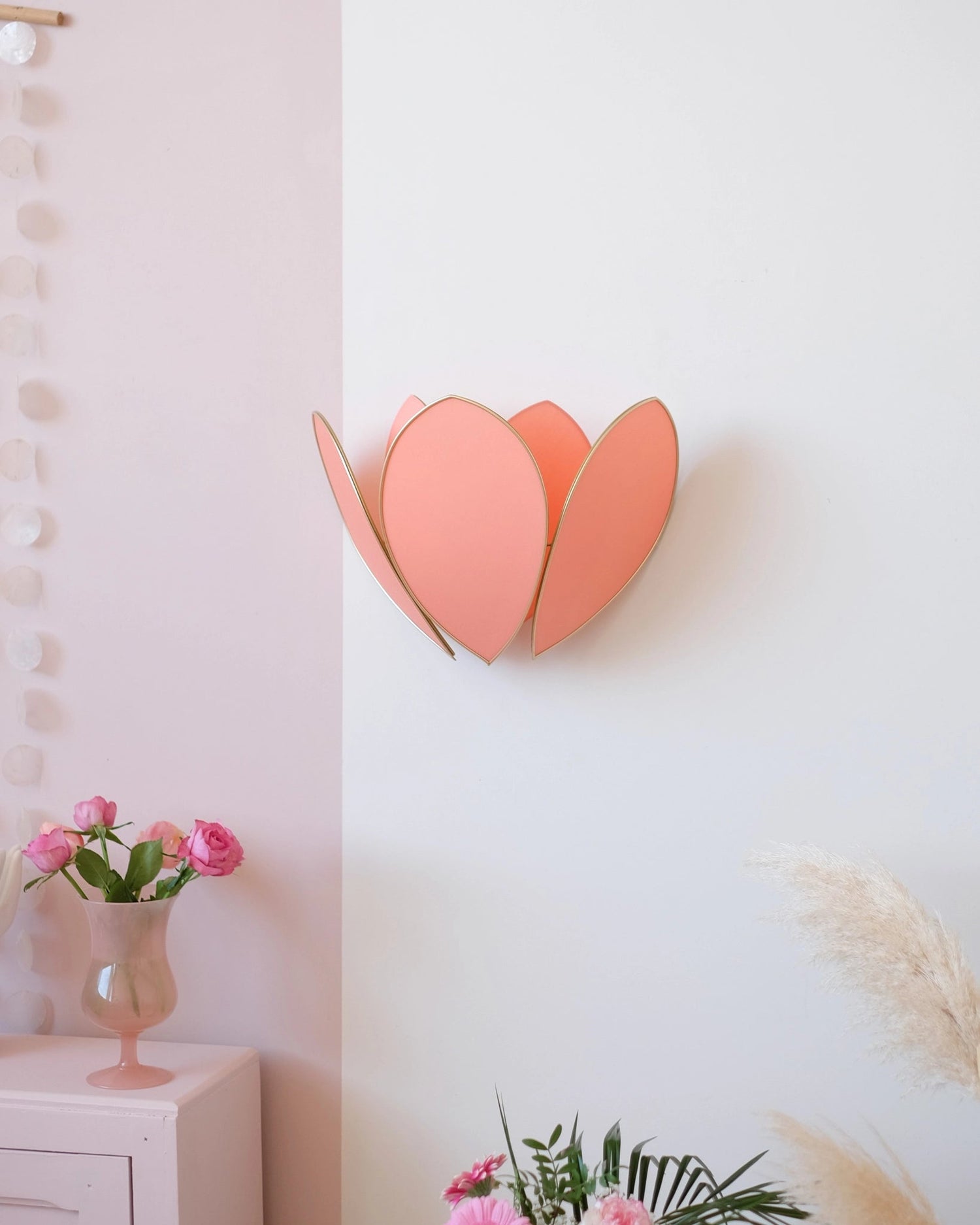 Applique Fleur Double - Corail et doré - Silly &amp; Billy