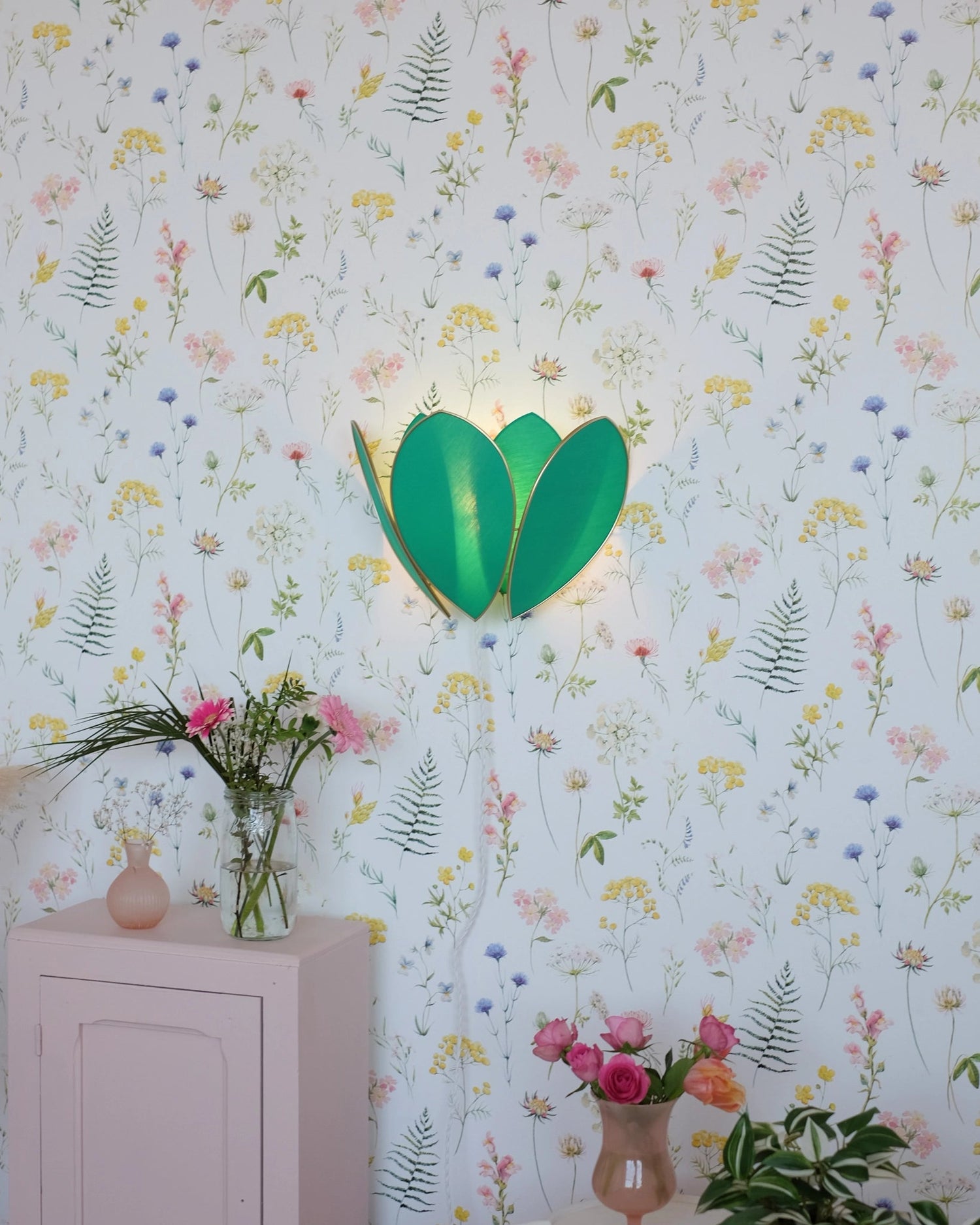 Applique Fleur Double - Émeraude et doré - Silly &amp; Billy