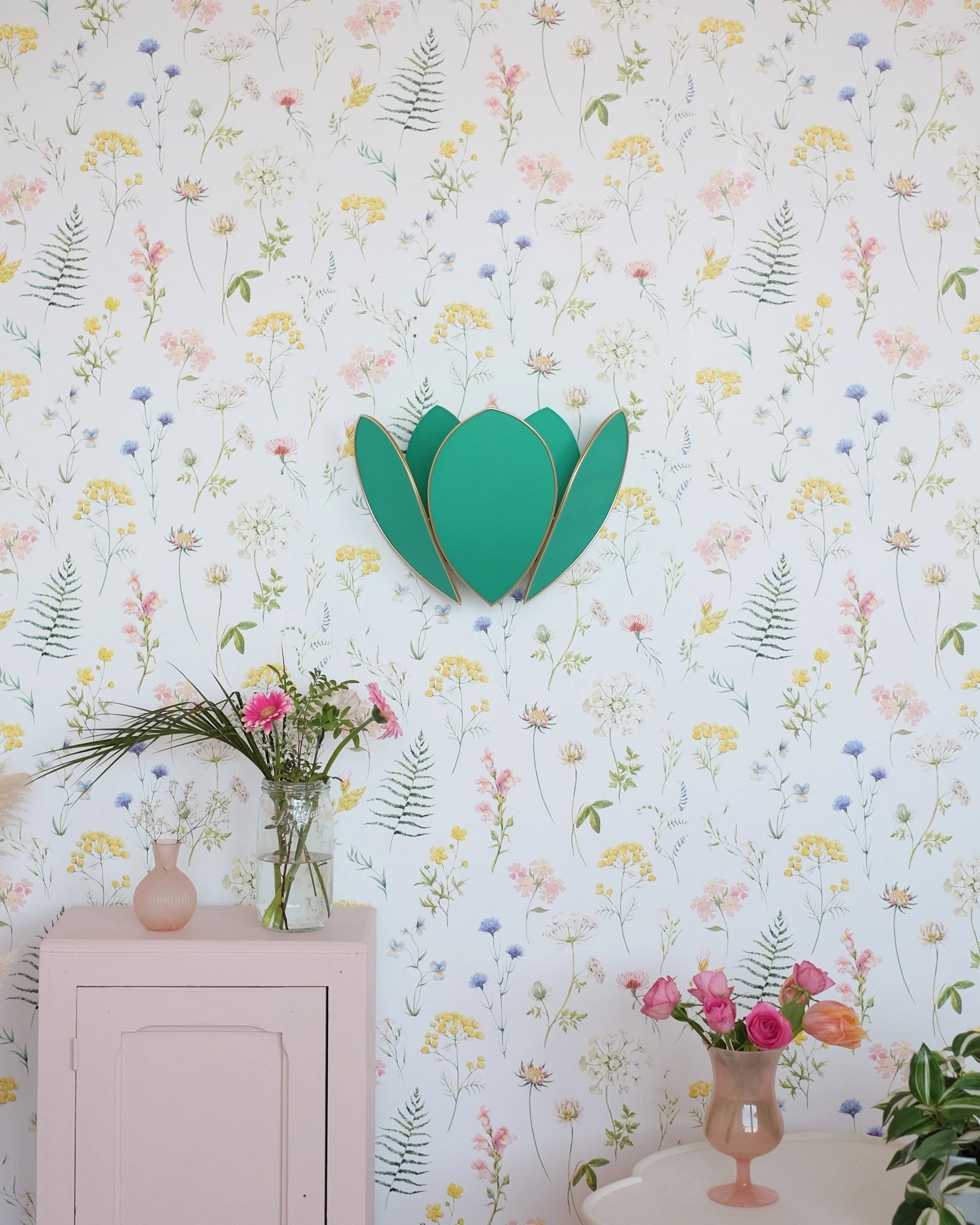 Applique Fleur Double - Émeraude et doré - Silly &amp; Billy