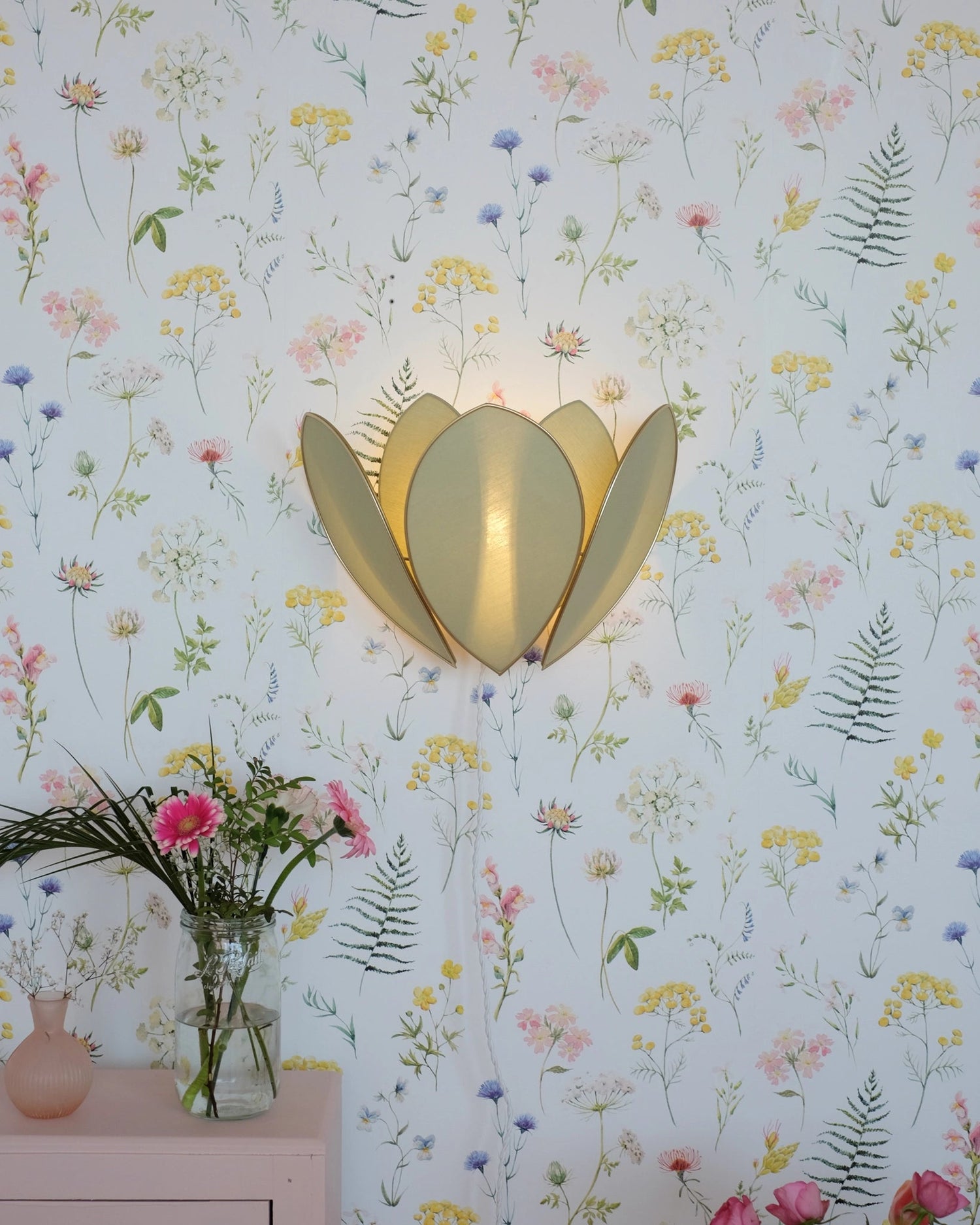 Applique Fleur Double - Eucalyptus et doré - Silly &amp; Billy