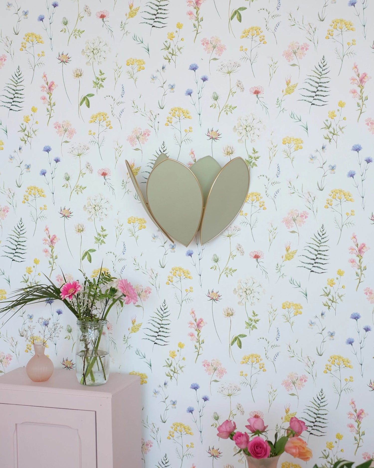 Applique Fleur Double - Eucalyptus et doré - Silly &amp; Billy