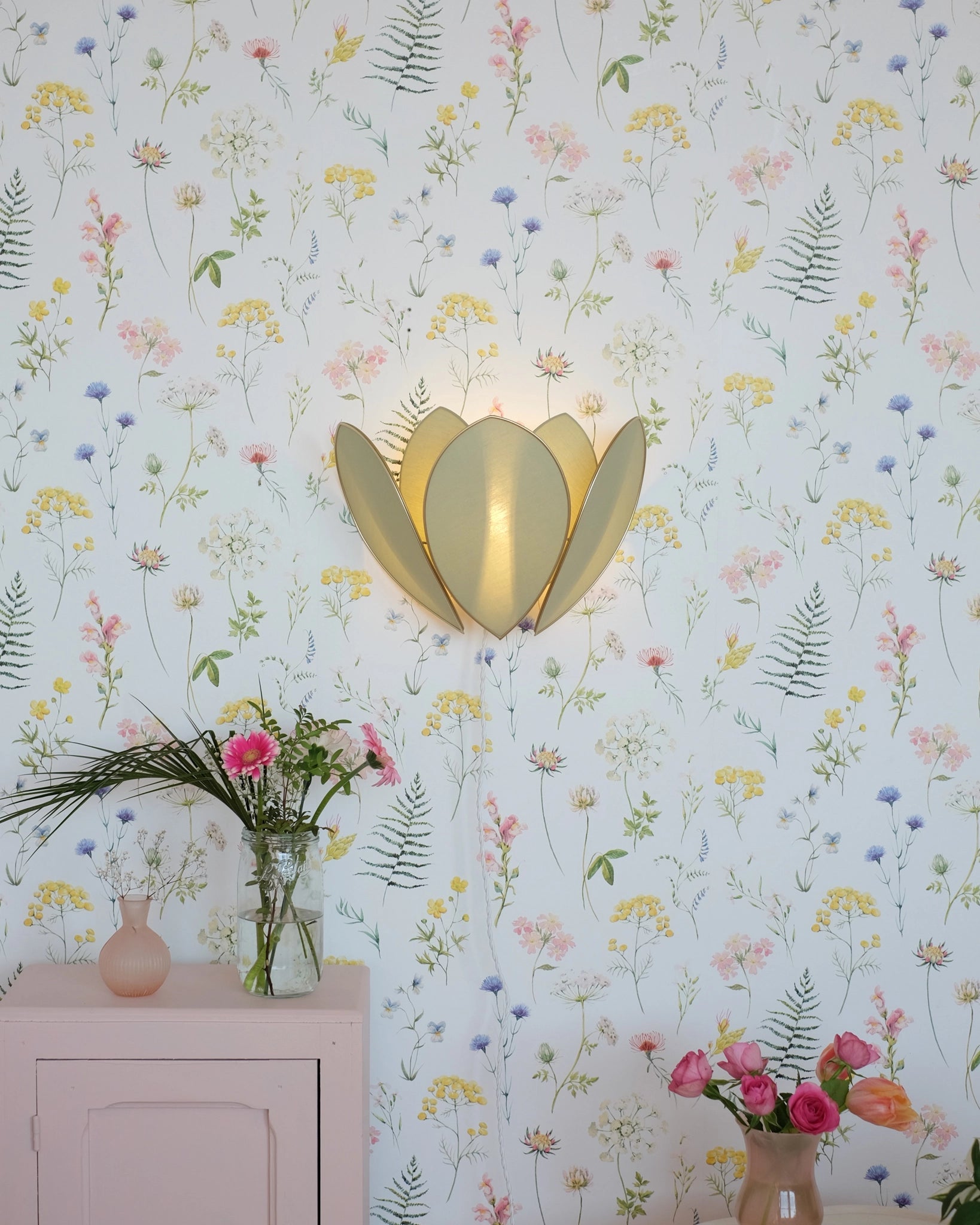 Applique Fleur Double - Eucalyptus et doré - Silly &amp; Billy