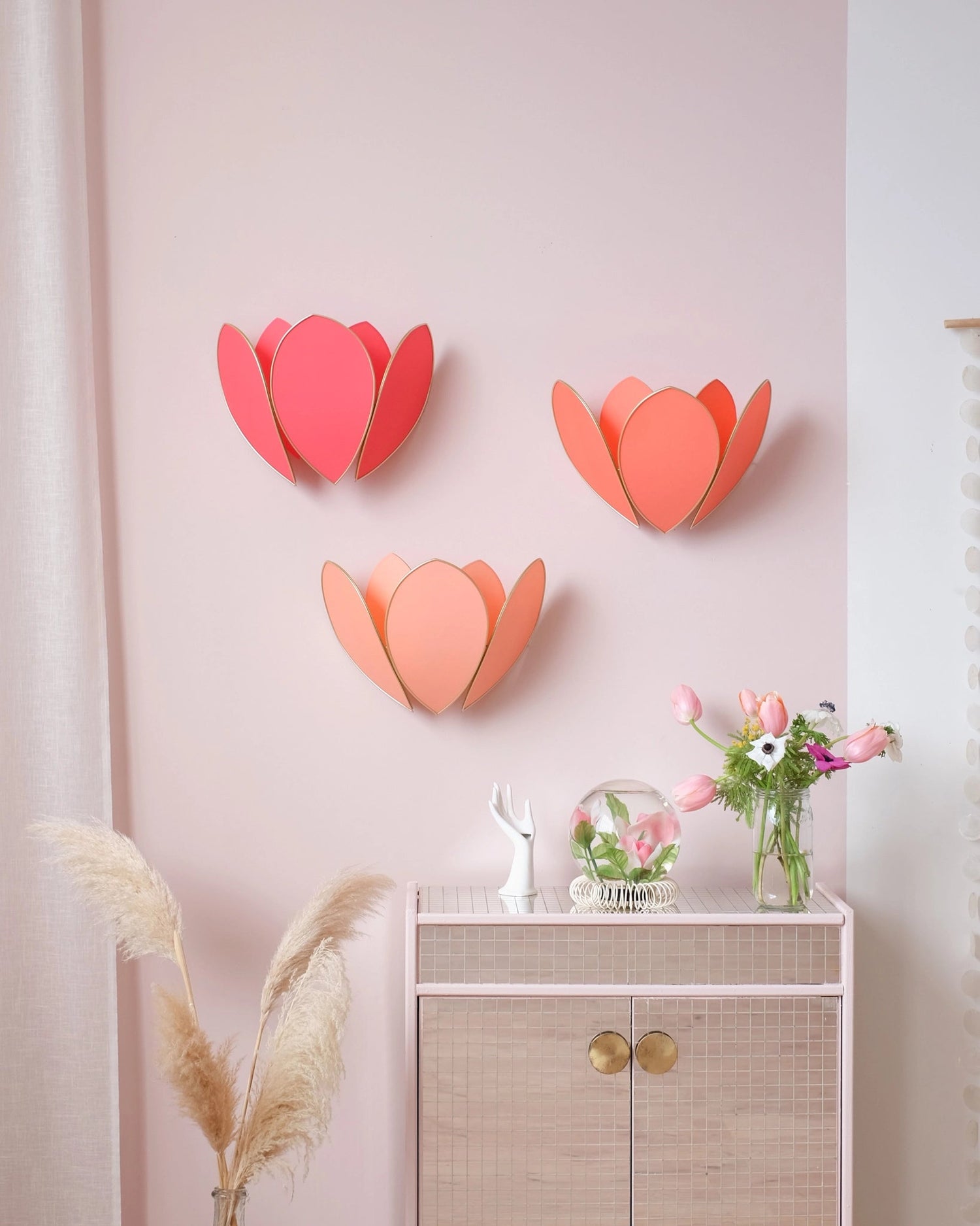 Applique Fleur Double - Flamingo et doré - Silly &amp; Billy