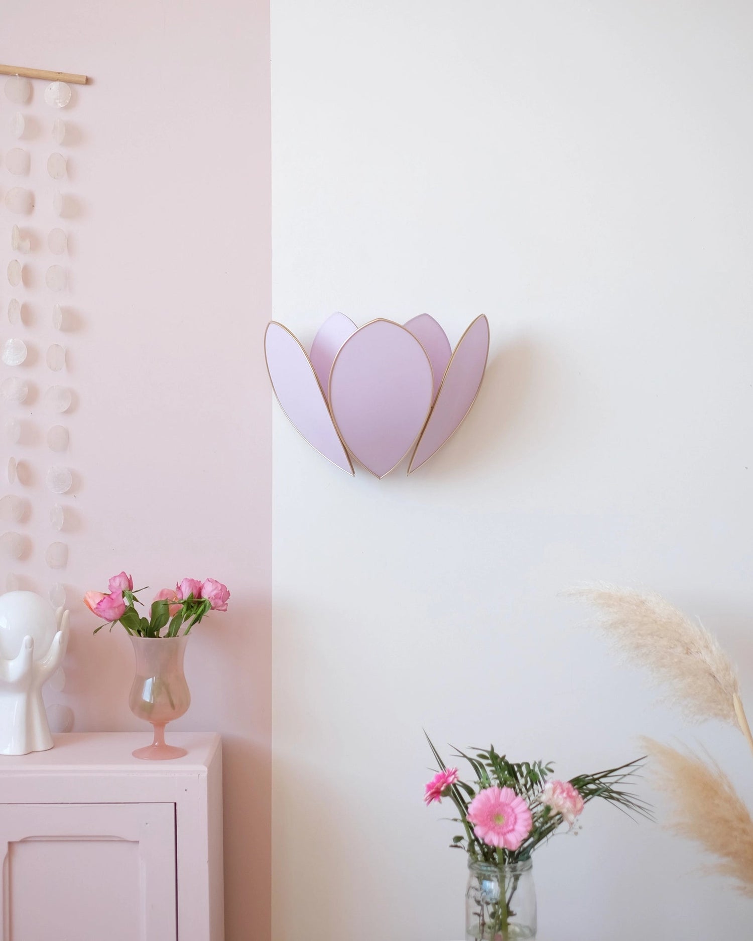 Applique Fleur Double - Lilas et doré - Silly &amp; Billy
