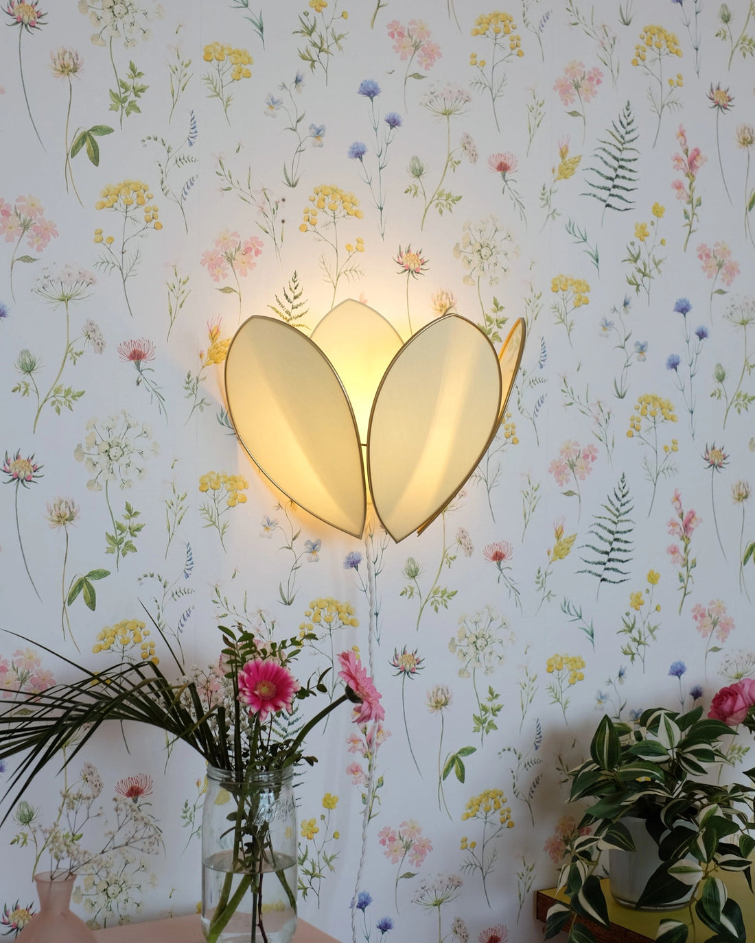 Applique Fleur Double - Menthe fraîche et doré - Silly &amp; Billy