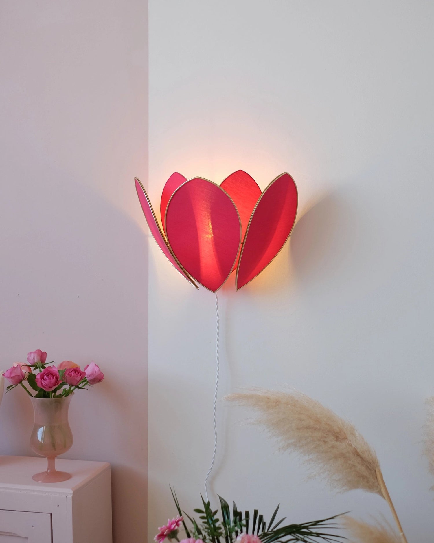 Applique Fleur Double - Rose des bois et doré - Silly &amp; Billy