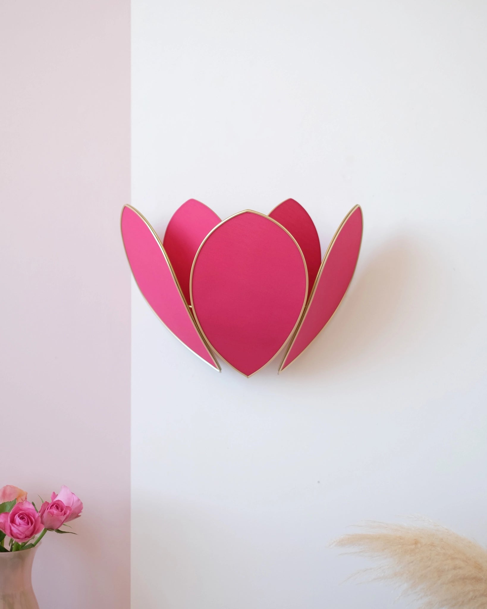 Applique Fleur Double - Rose des bois et doré - Silly &amp; Billy