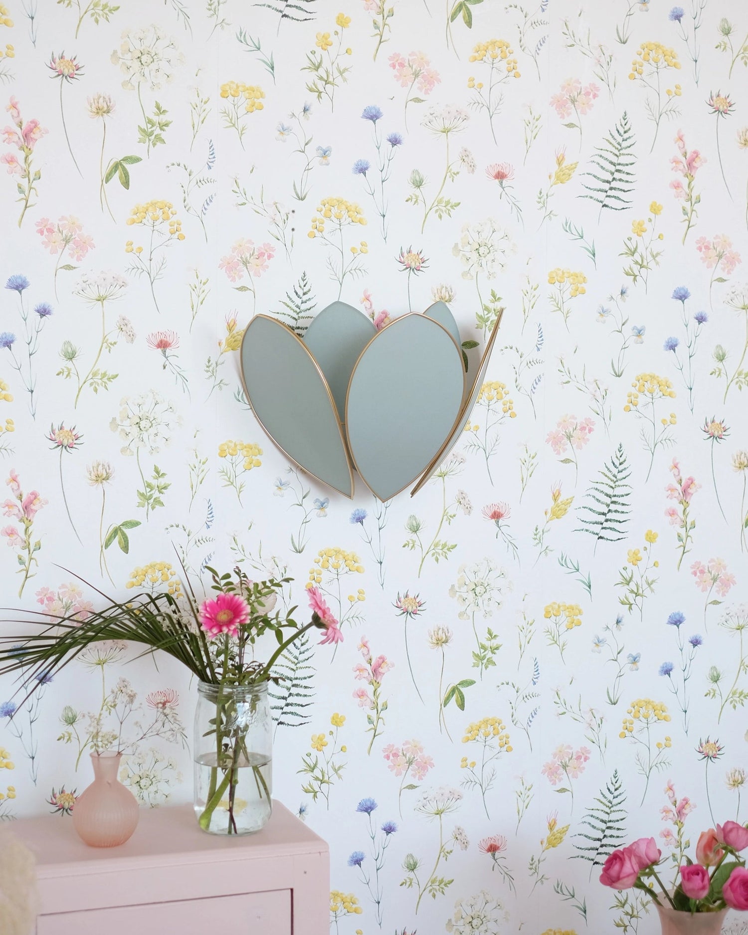 Applique Fleur Double - Sauge et doré - Silly &amp; Billy