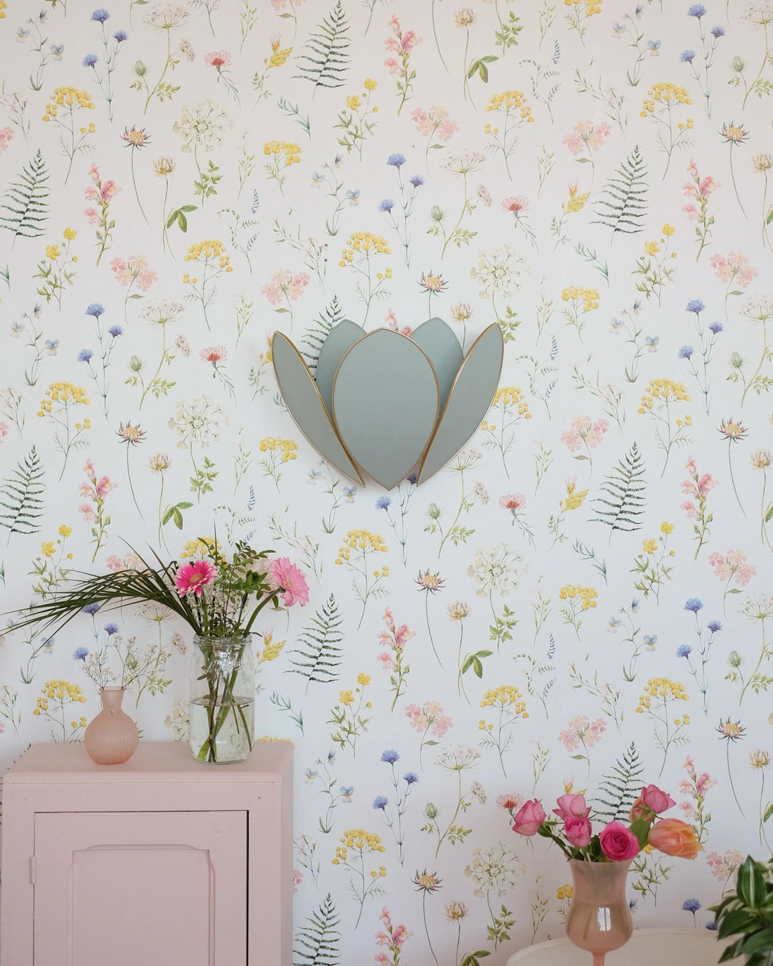 Applique Fleur Double - Sauge et doré - Silly &amp; Billy