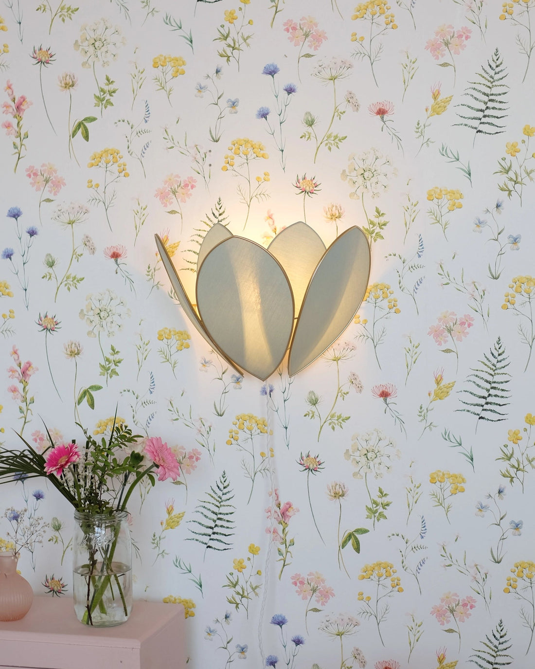 Applique Fleur Double - Sauge et doré - Silly &amp; Billy