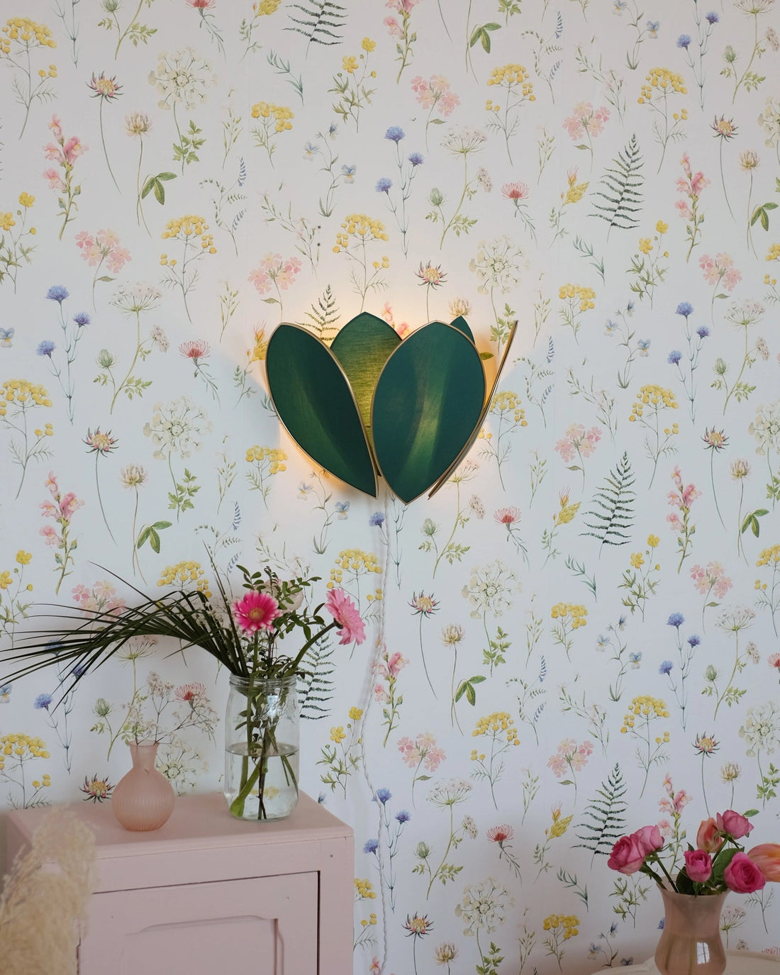 Applique Fleur Double - Vert jungle et doré - Silly &amp; Billy