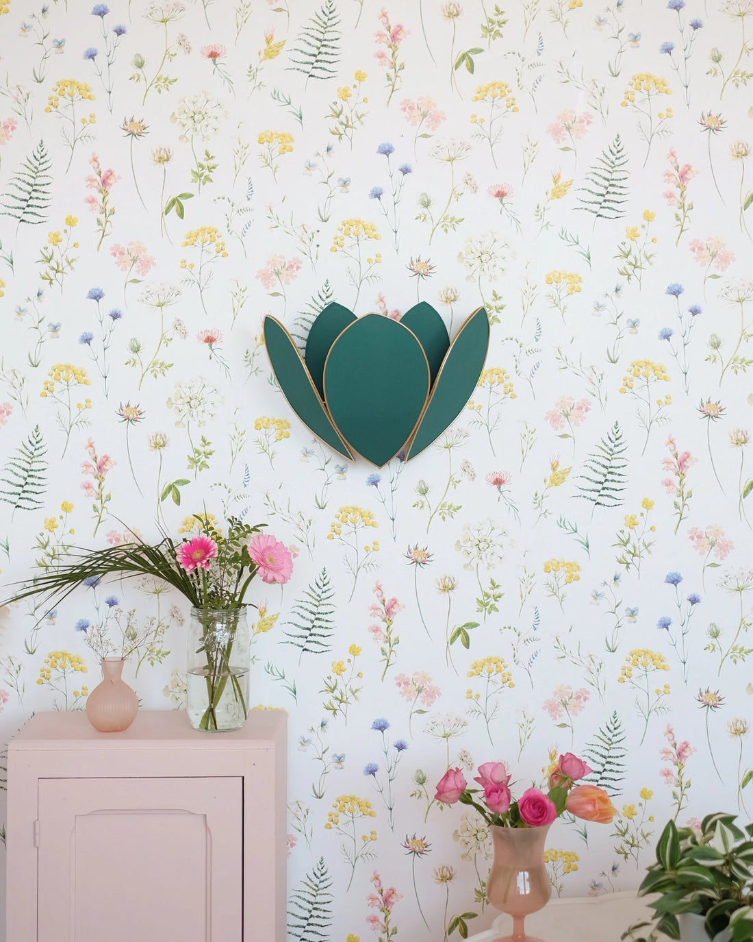 Applique Fleur Double - Vert jungle et doré - Silly &amp; Billy