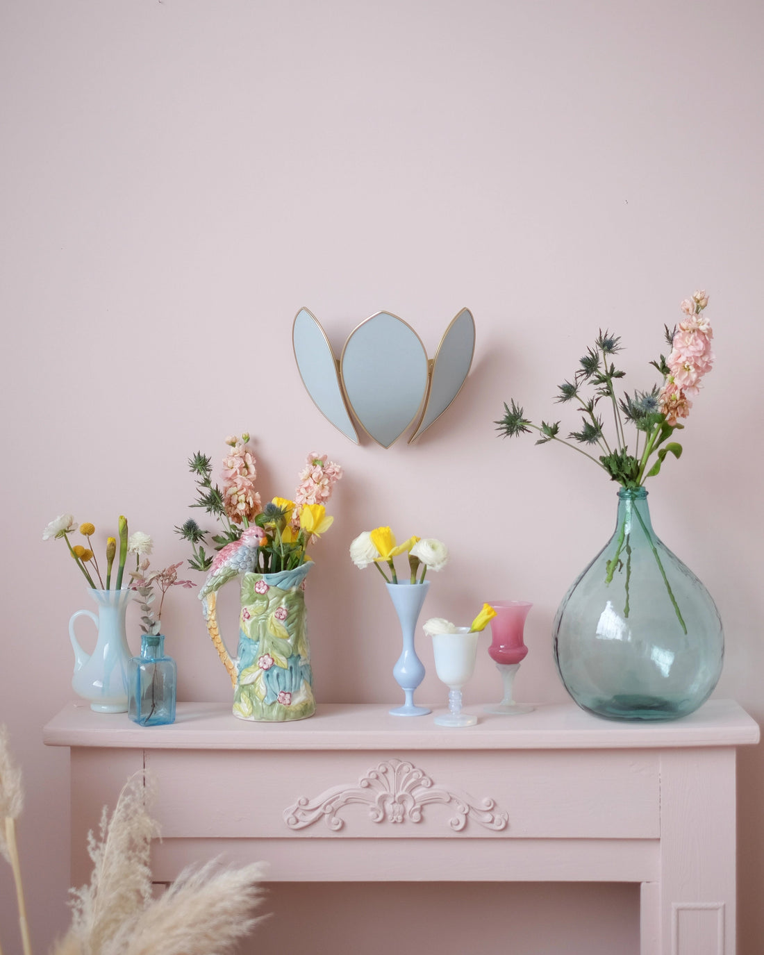 Applique Fleur Sauge et doré - Silly &amp; Billy
