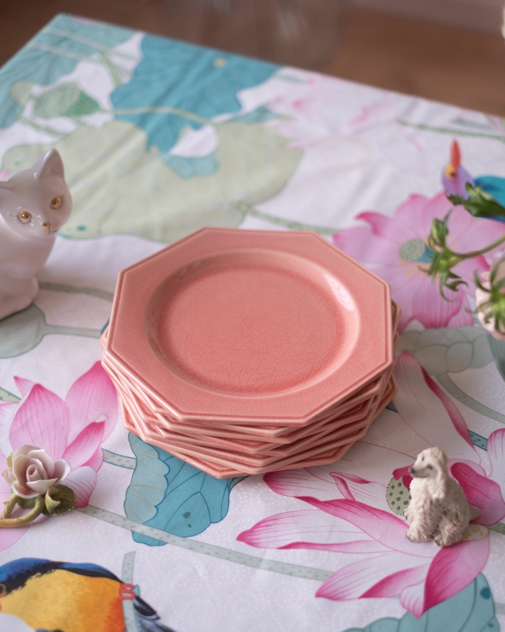 Assiette à dessert en faïence craquelée rose de Charolles (Copie) - Silly &amp; Billy