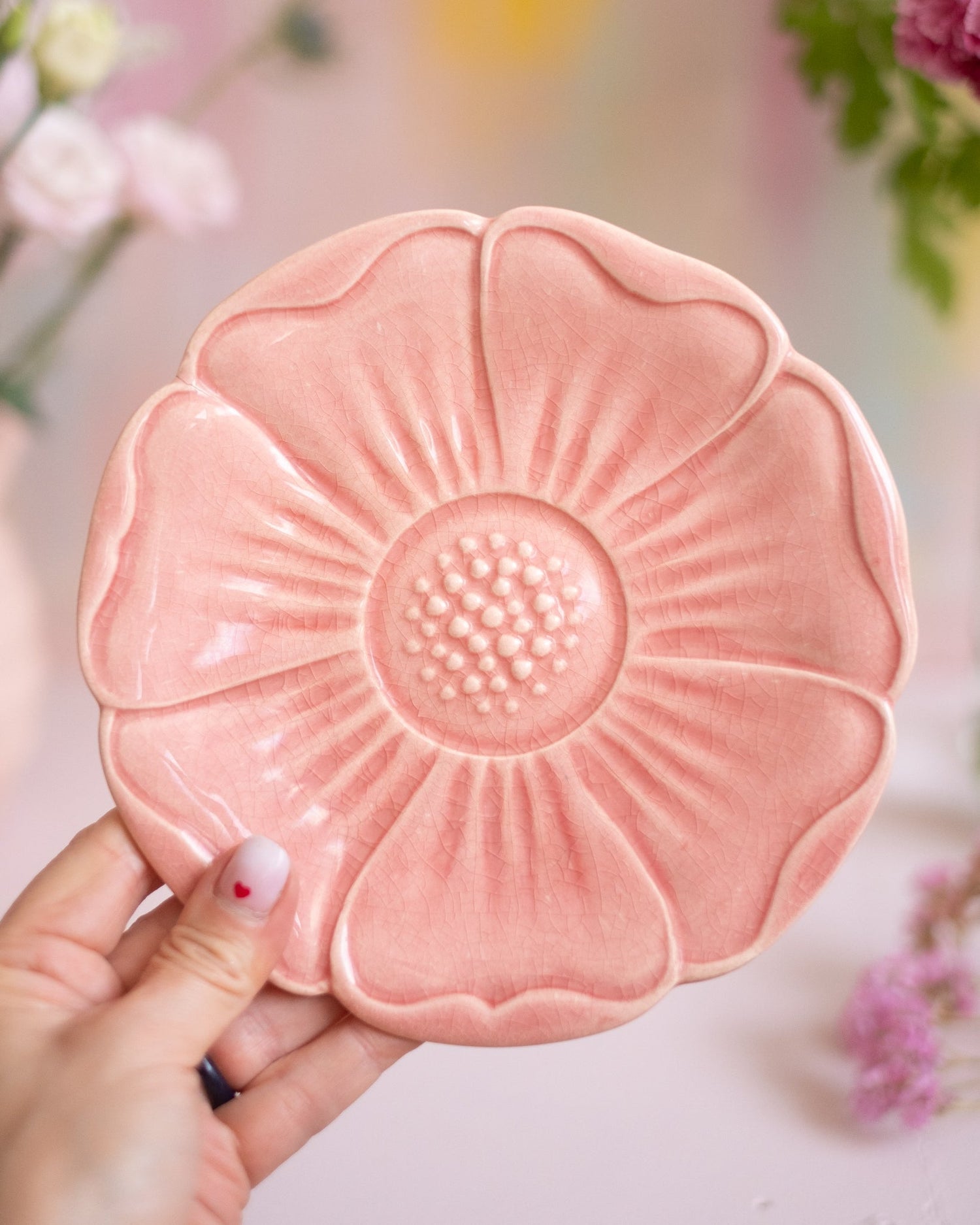 Ensemble coupe et assiette en faïence rose de Charolles - Silly &amp; Billy