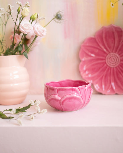 Ensemble coupe et assiette en faïence rose de Vallauris - Silly &amp; Billy
