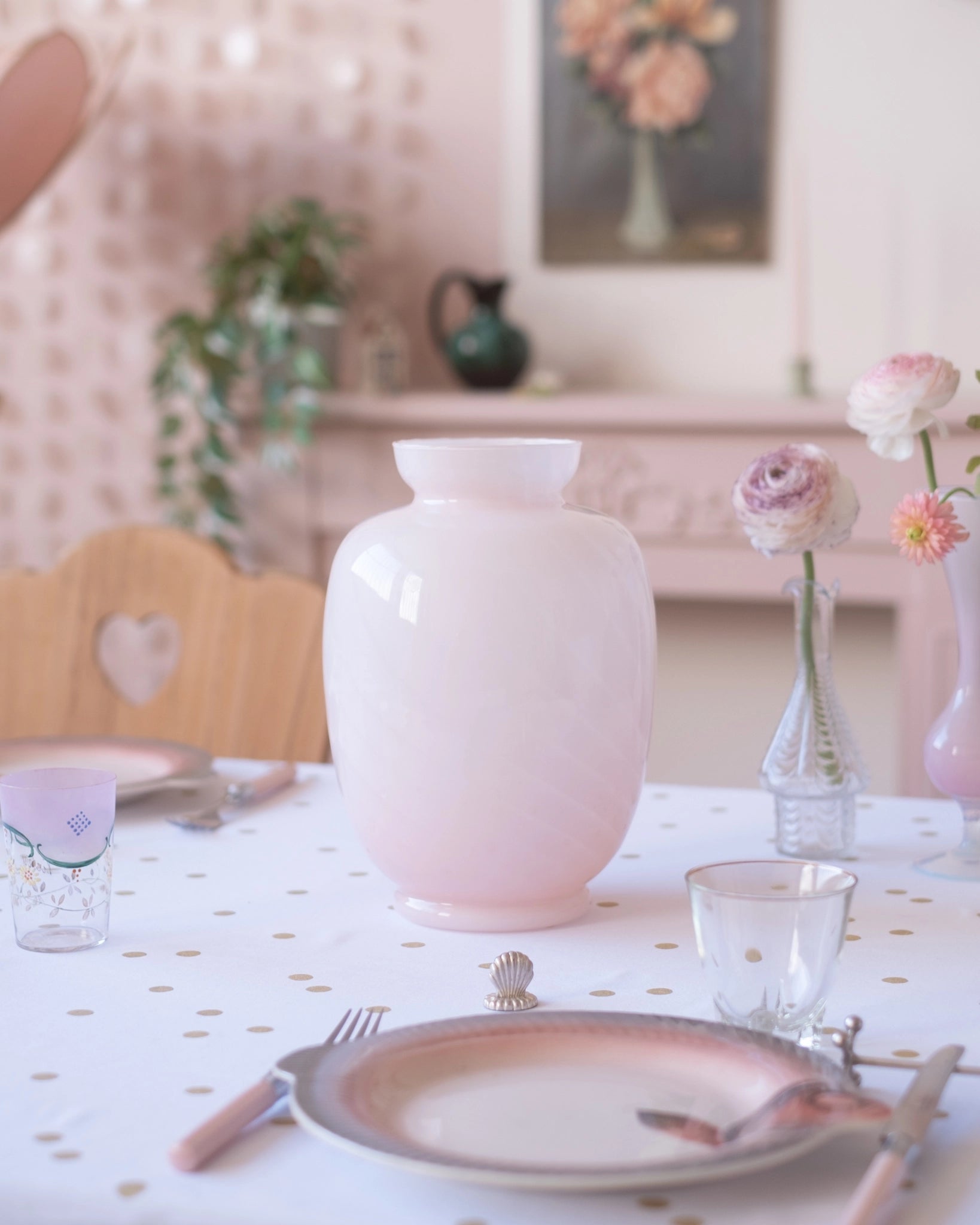 Grand vase en verre rose et blanc - Silly &amp; Billy