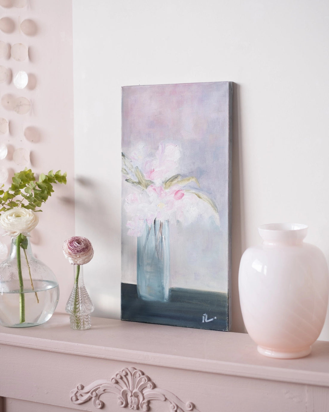 Grande huile sur toile aux fleurs - Silly &amp; Billy