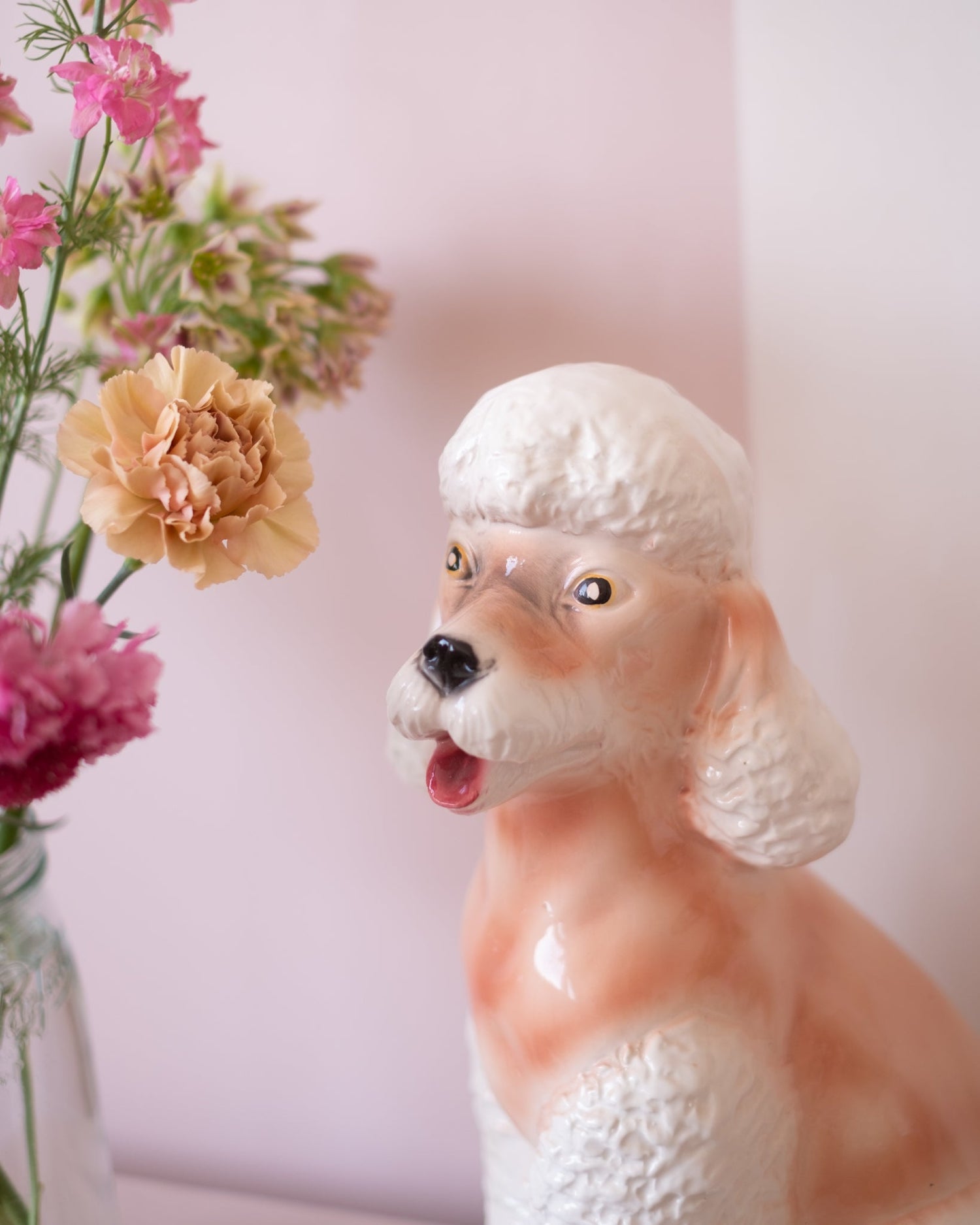 Grande sculpture de caniche en faïence italienne - Silly &amp; Billy