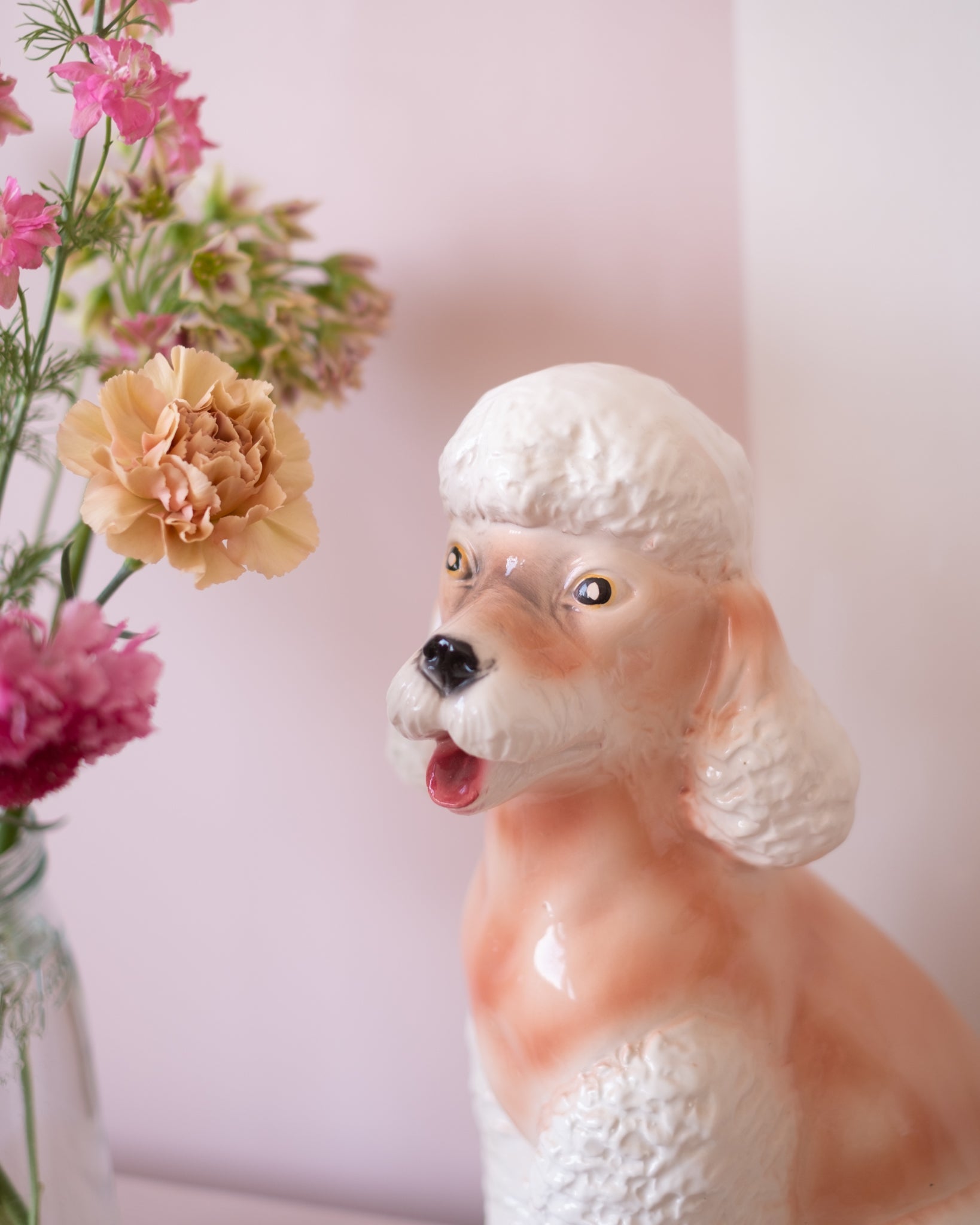 Grande sculpture de caniche en faïence italienne - Silly &amp; Billy