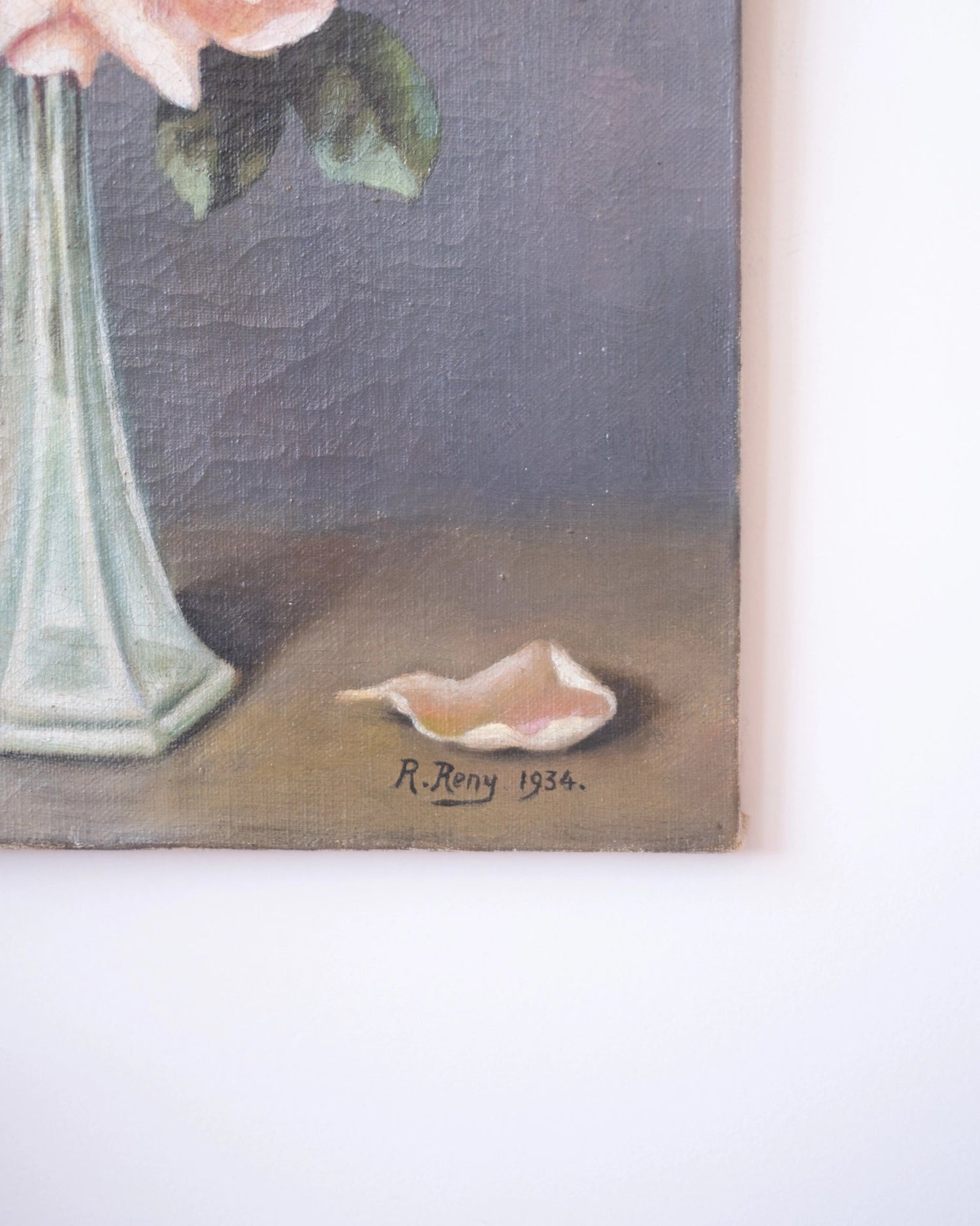 Huile sur toile Années 30 Bouquet de roses - Silly &amp; Billy